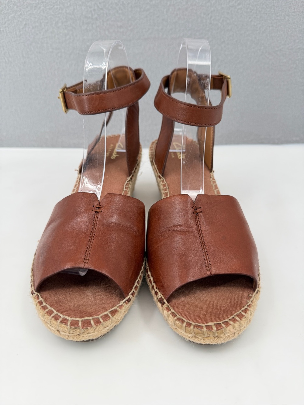 Clarks Petrina Selma Wedge Espadrille Heel Sandals Women's 9.5 Brown Ankle Strap - Picture 2 of 16